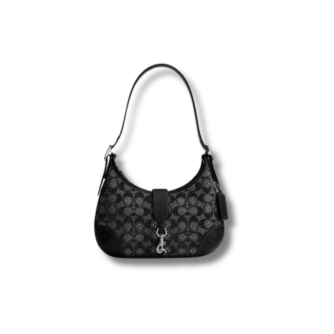 Hamptons Hobo Bag In Crystal Signature Jacquard