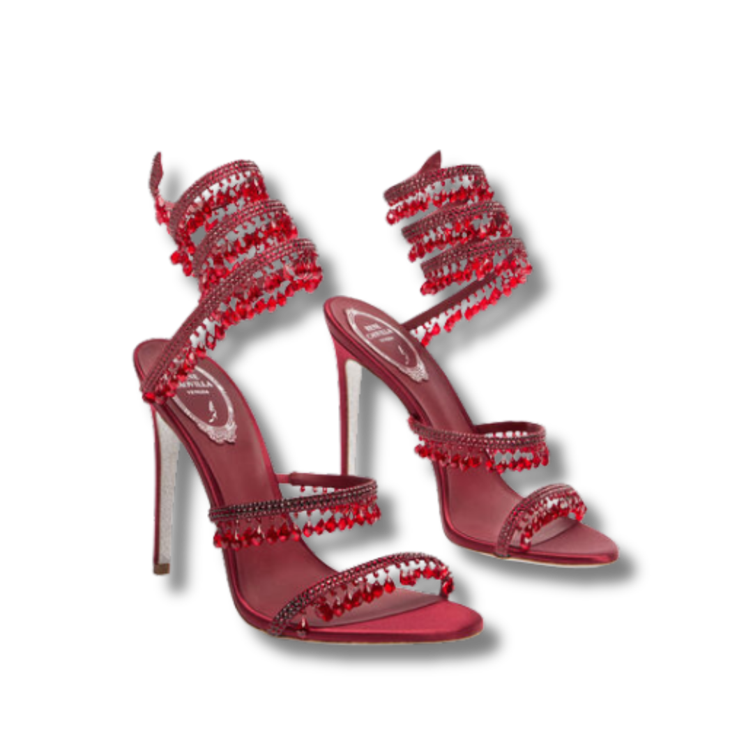 Rene Caovilla CHANDELIER CRYSTAL BEIGE SANDAL 105