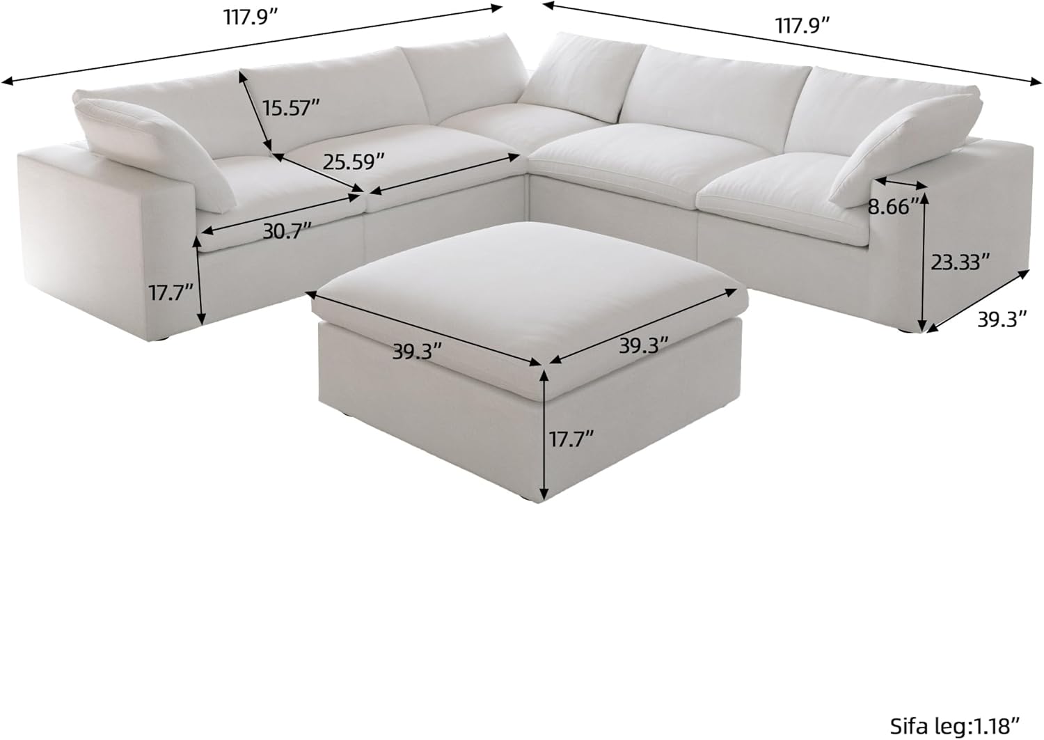 160.6'' Cloud Modular Sectional Sofa