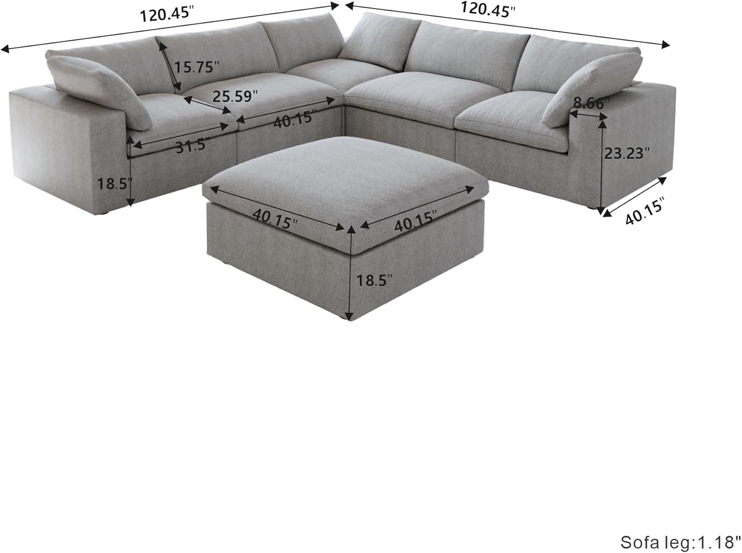 160.6'' Cloud Modular Sectional Sofa