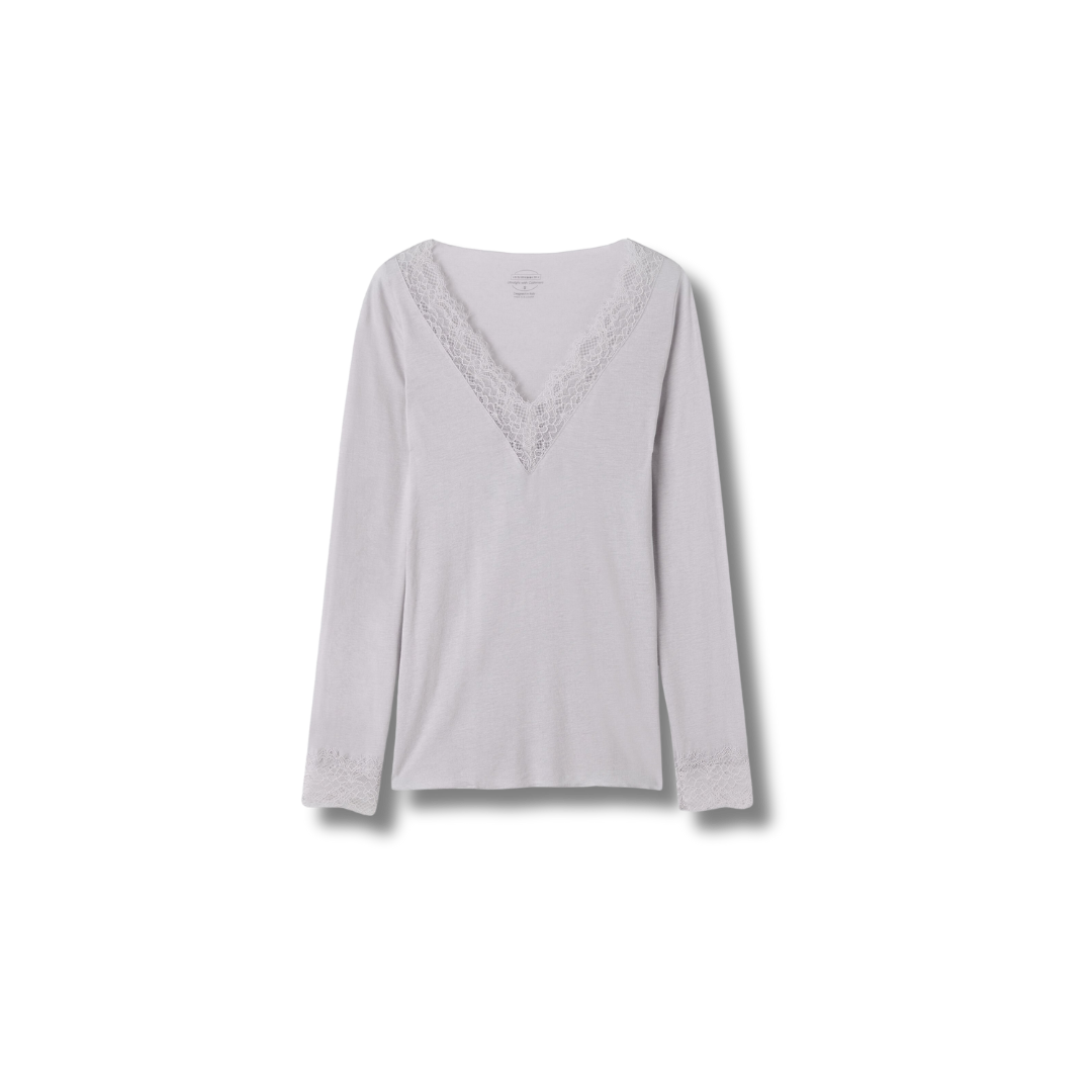 Ultralight Cashmere Lace Long Sleeve Shirt