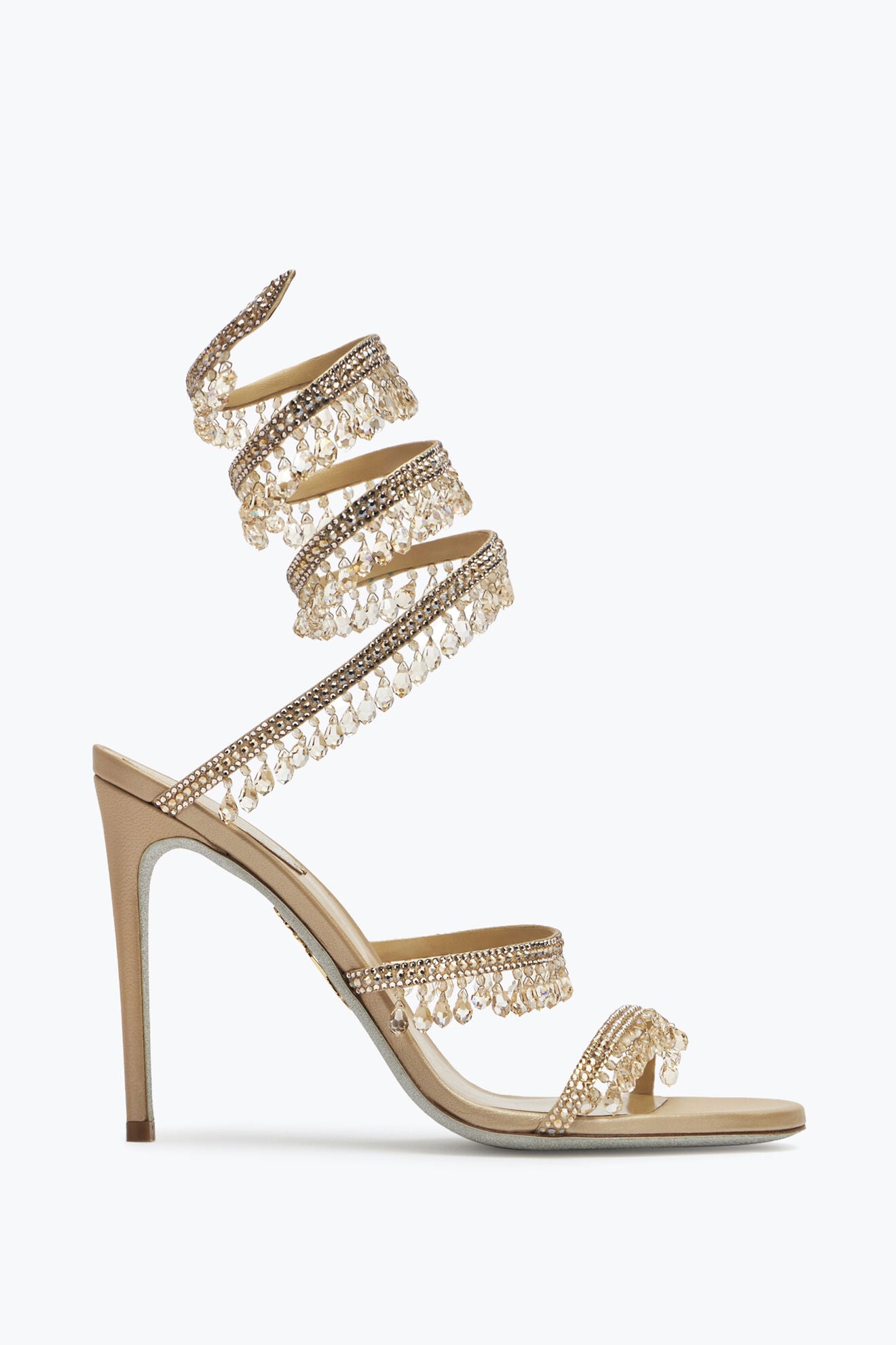 Rene Caovilla CHANDELIER CRYSTAL BEIGE SANDAL 105