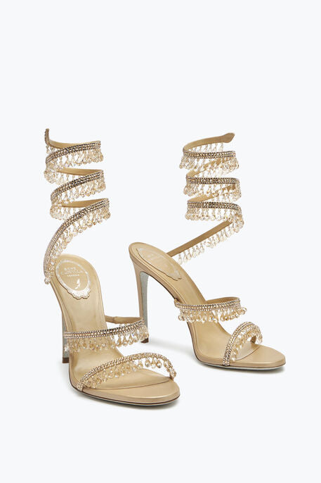 Rene Caovilla CHANDELIER CRYSTAL BEIGE SANDAL 105