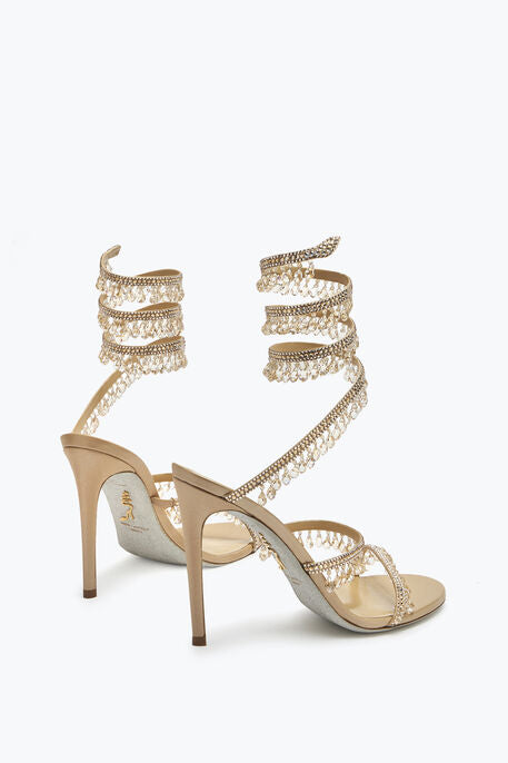 Rene Caovilla CHANDELIER CRYSTAL BEIGE SANDAL 105