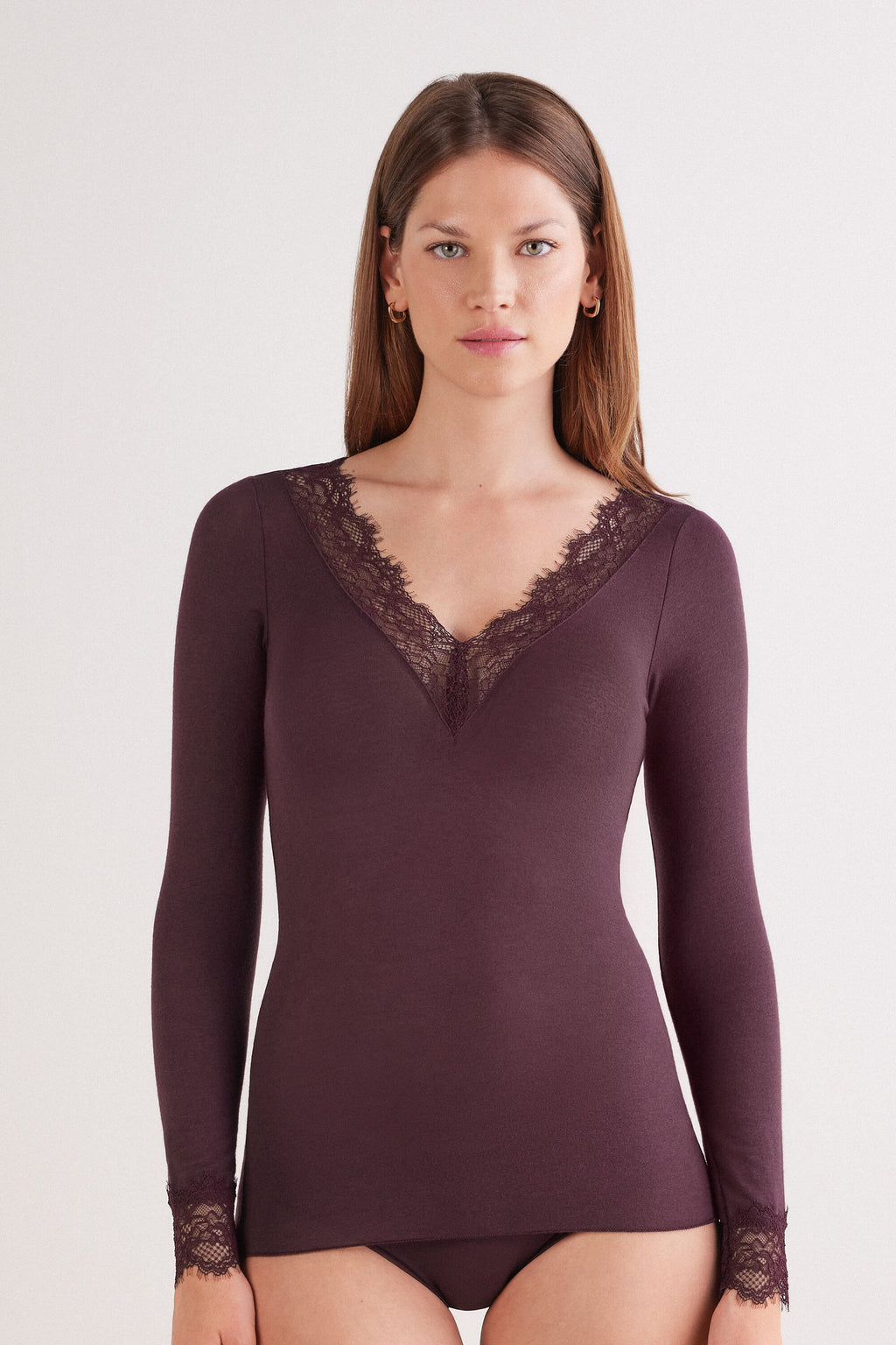 Ultralight Cashmere Lace Long Sleeve Shirt